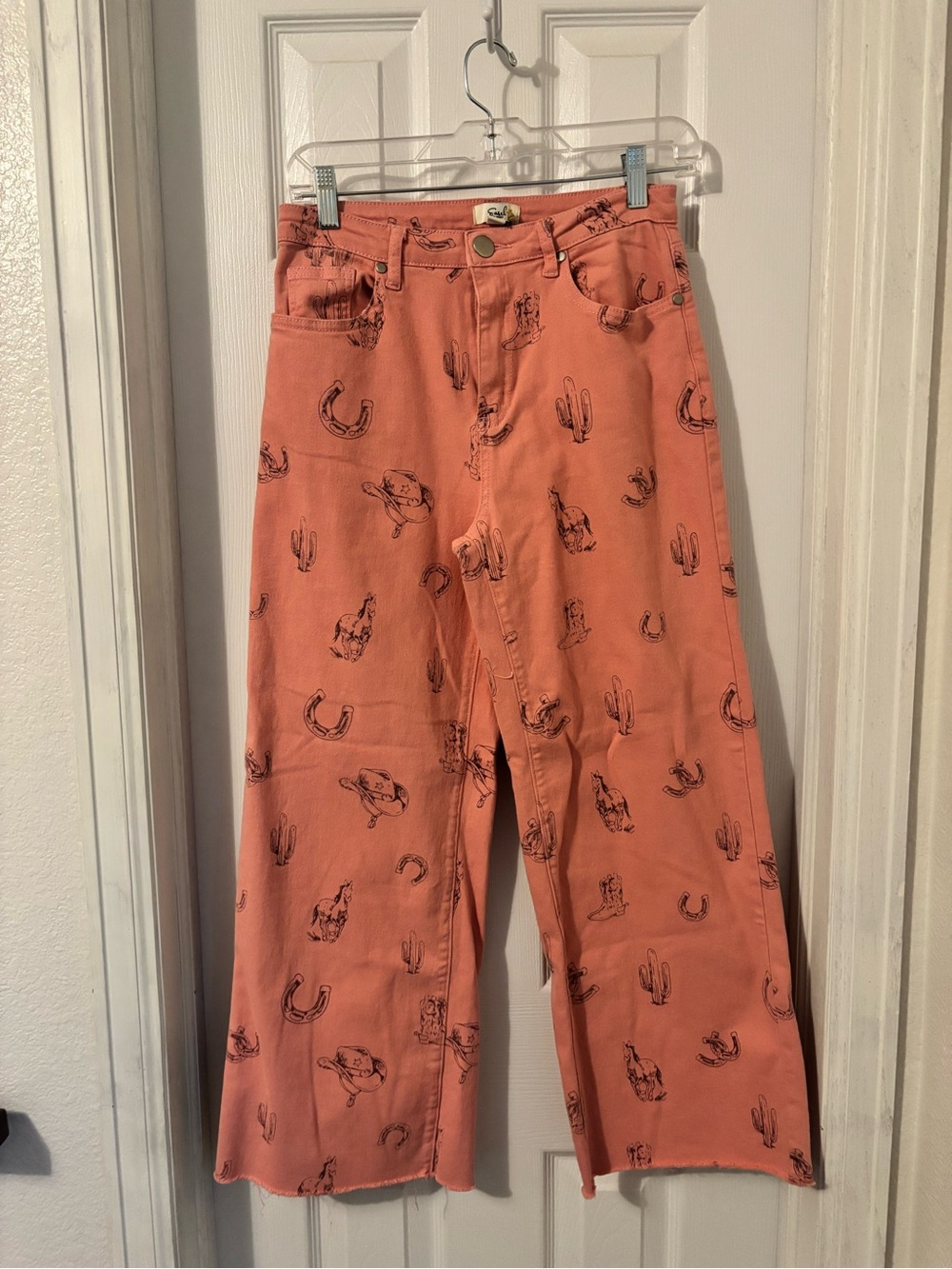 Easel Coral Printed Straight-Leg Pants